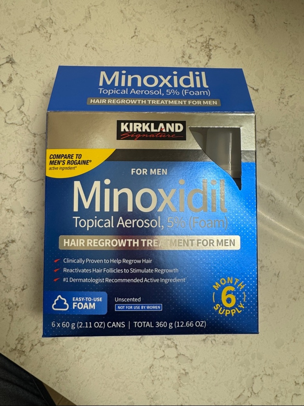 Kirkland Signature Minoxidil Topical Aerosol Foam - Blue and Silver Packaging